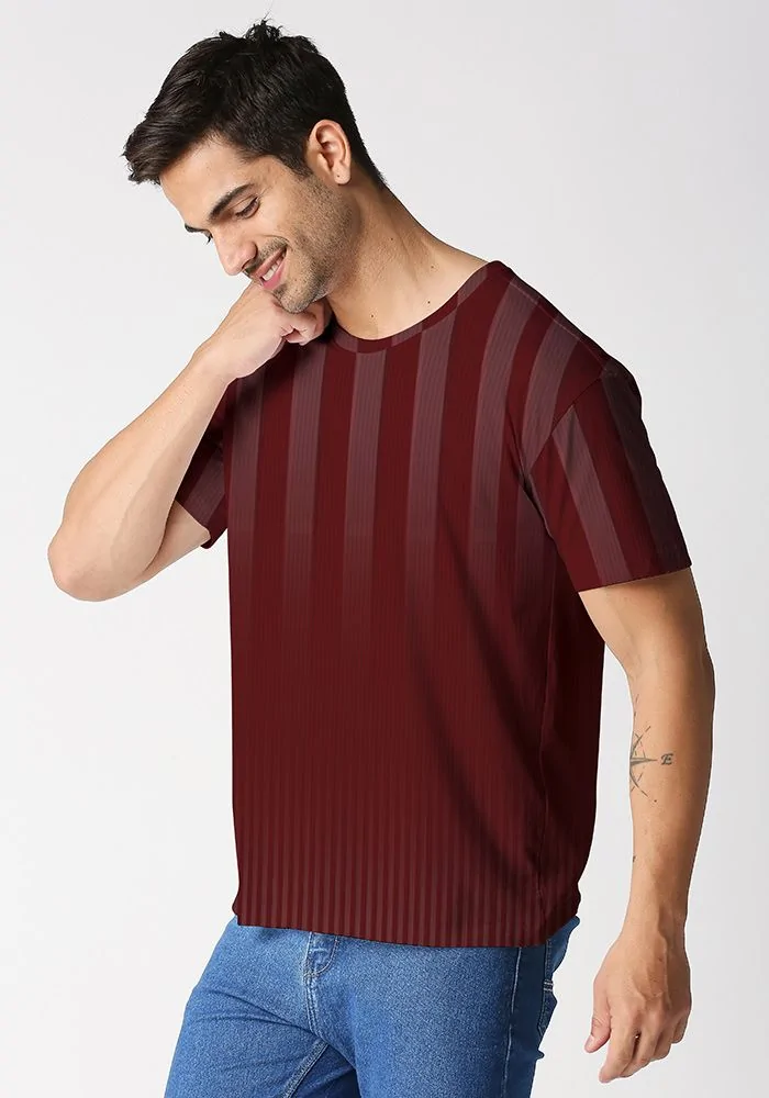 Ombre Maroon Broad Stripe Mens Jersey