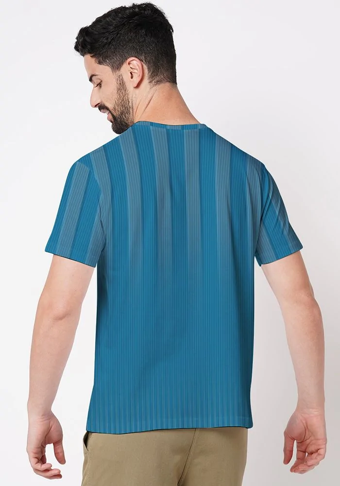 Ombre Teal Blue Broad Stripe Mens Jersey