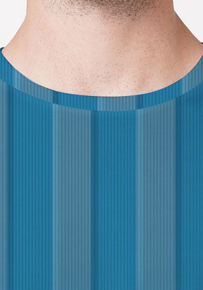 Ombre Teal Blue Broad Stripe Mens Jersey