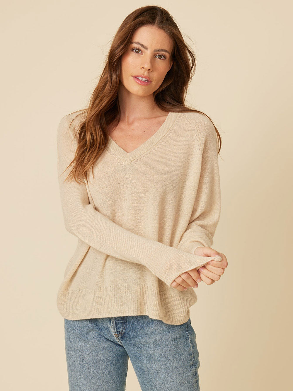 One Grey Day Sloane Cashmere V-Neck Sweater (More Colors)