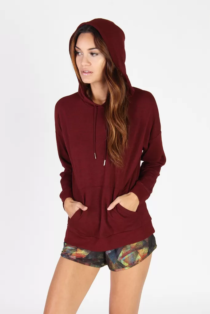 Onzie Drop Back Hoodie Burgundy Sweater