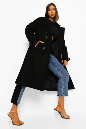 Oversized Shoulder Detail Wool Look Coat