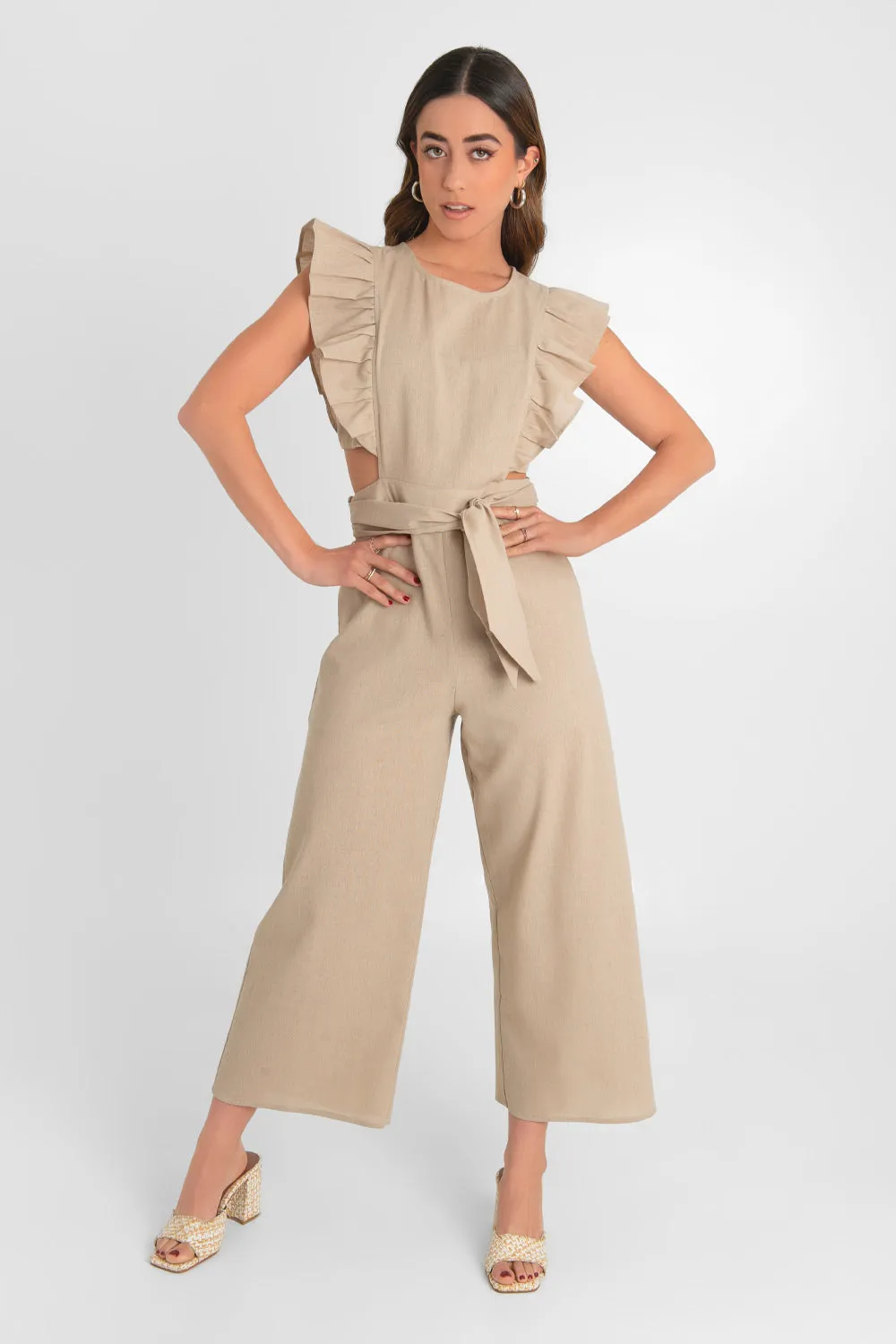 Palazzo culotte con olanes cut out cintura