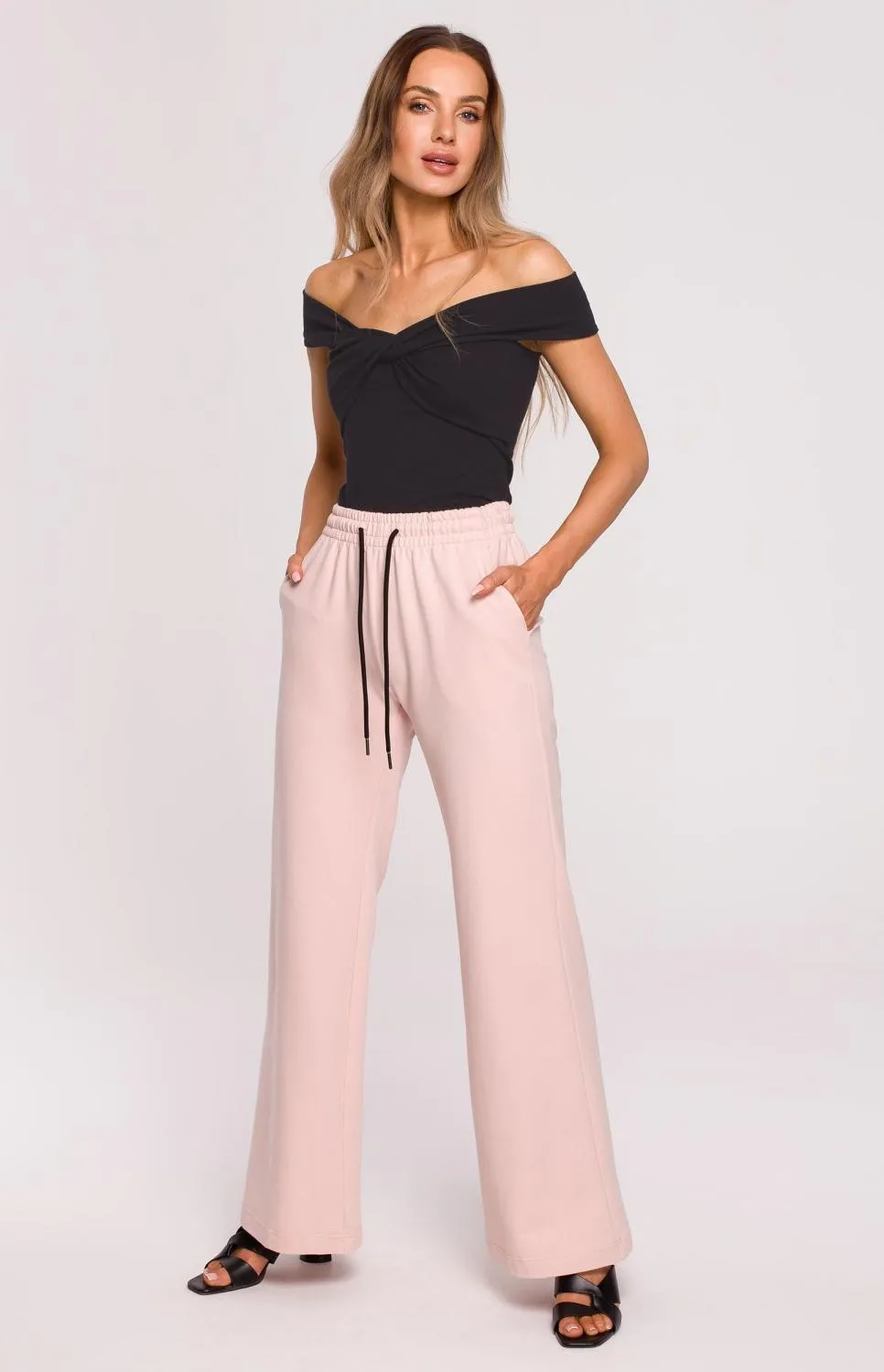 Pantalon jambes larges rose