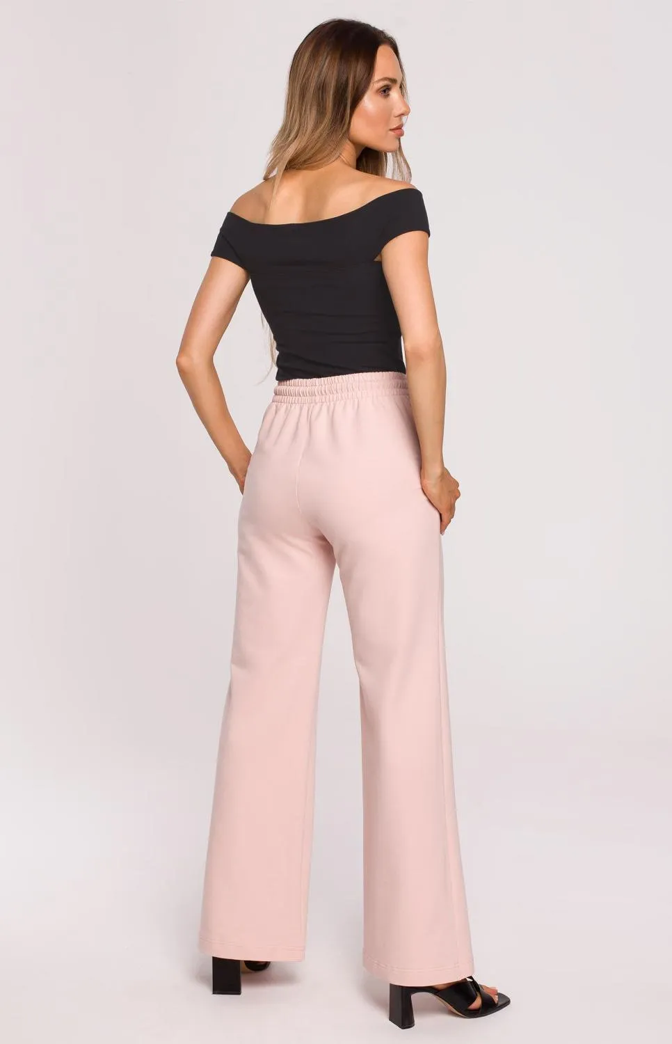 Pantalon jambes larges rose