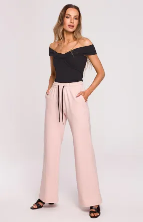 Pantalon jambes larges rose