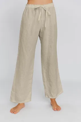 Pantalon pyjama en lin beige naturel - Malú