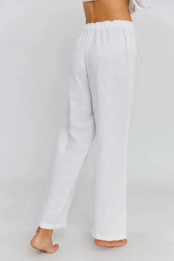 Pantalon pyjama en lin blanc optique - Malú