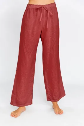 Pantalon pyjama en lin rouge brique - Malú