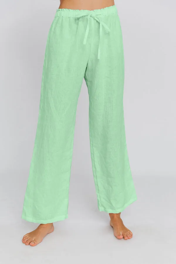 Pantalon pyjama en lin vert menthe - Malú