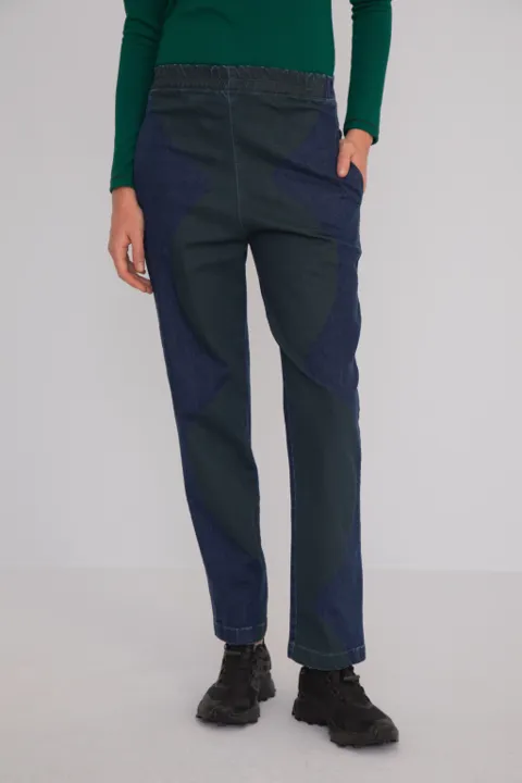 Pantalon Recto Trama Verde Oscuro