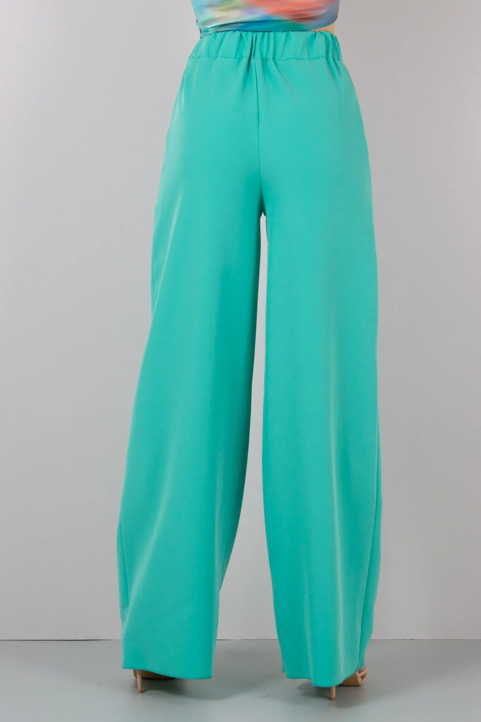 Pantalone Palazzo Crepe Verde Acqua