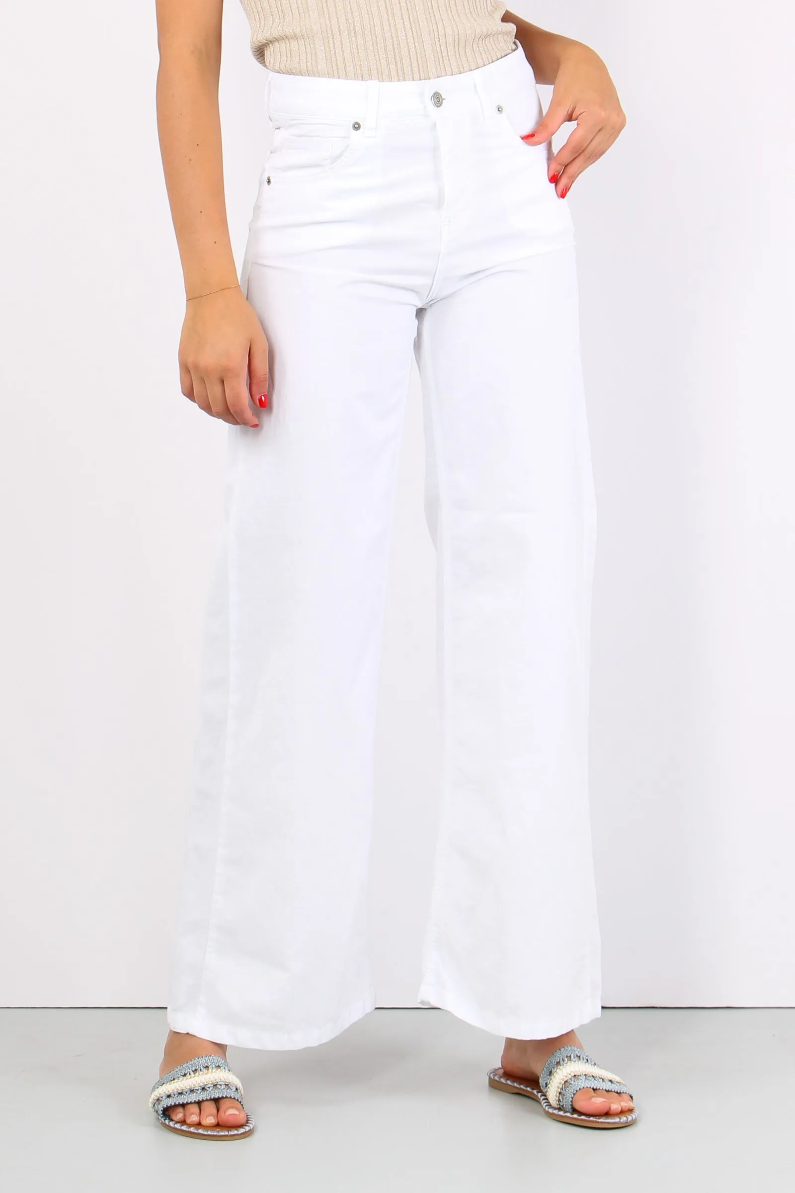 Pantalone Palazzo Misto Lino Bianco