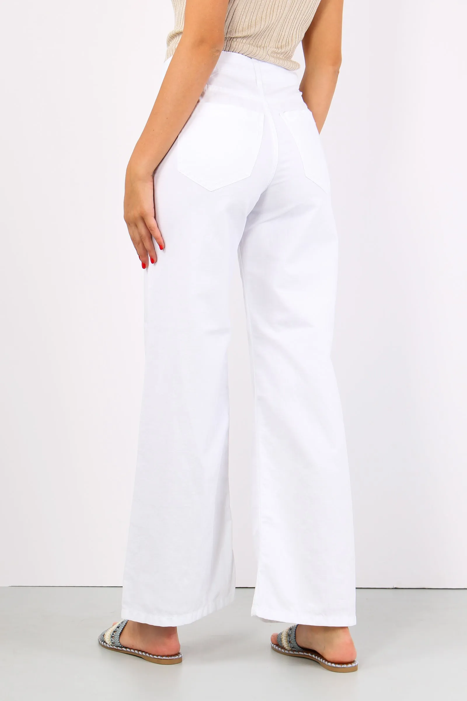 Pantalone Palazzo Misto Lino Bianco