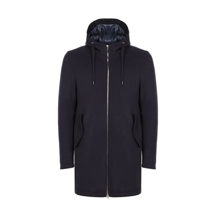 PARKA IN LANA COTTA CON INTERNO IMBOTTITO Uomo Blu Navy