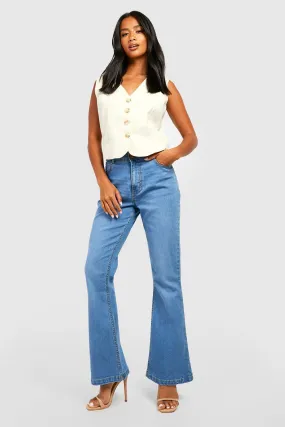 Petite Butt Shaper Split Hem Stretch Flared Jeans