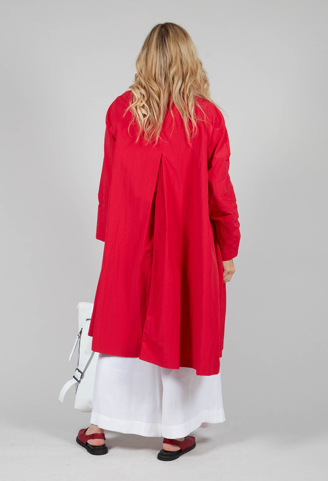 Pleated Overcoat in Rosso