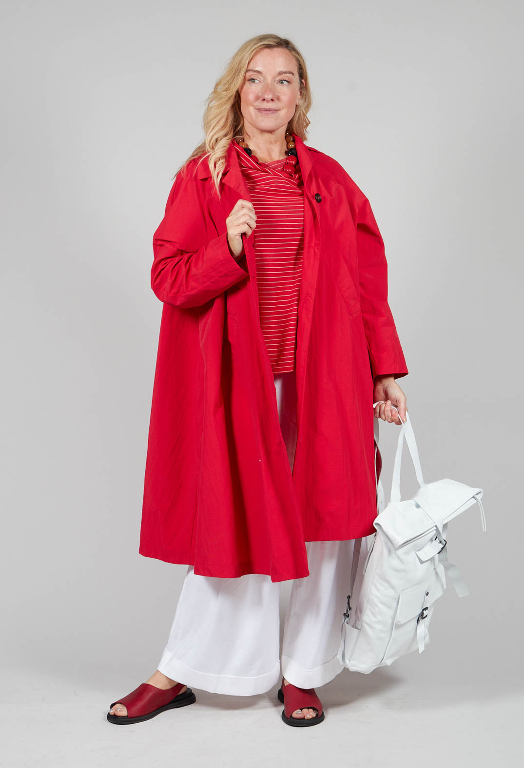 Pleated Overcoat in Rosso