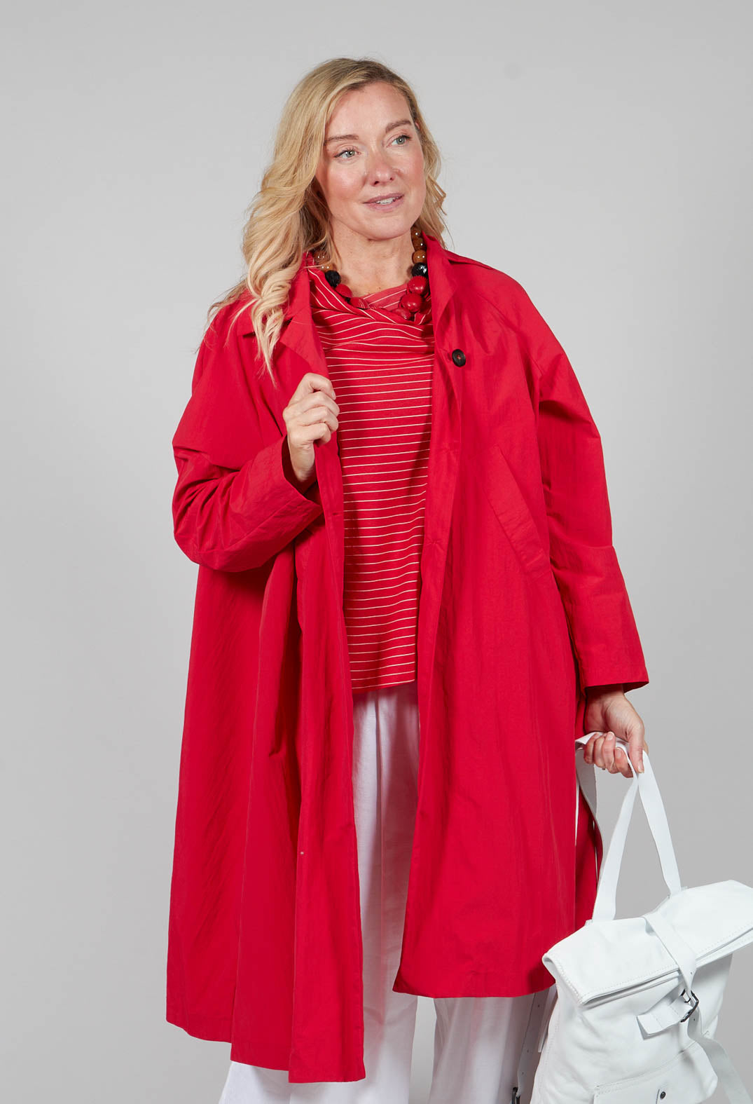 Pleated Overcoat in Rosso