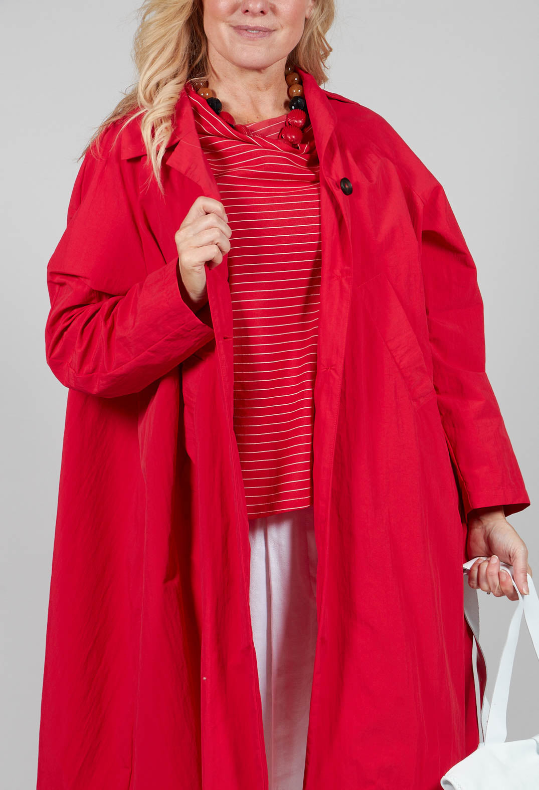 Pleated Overcoat in Rosso