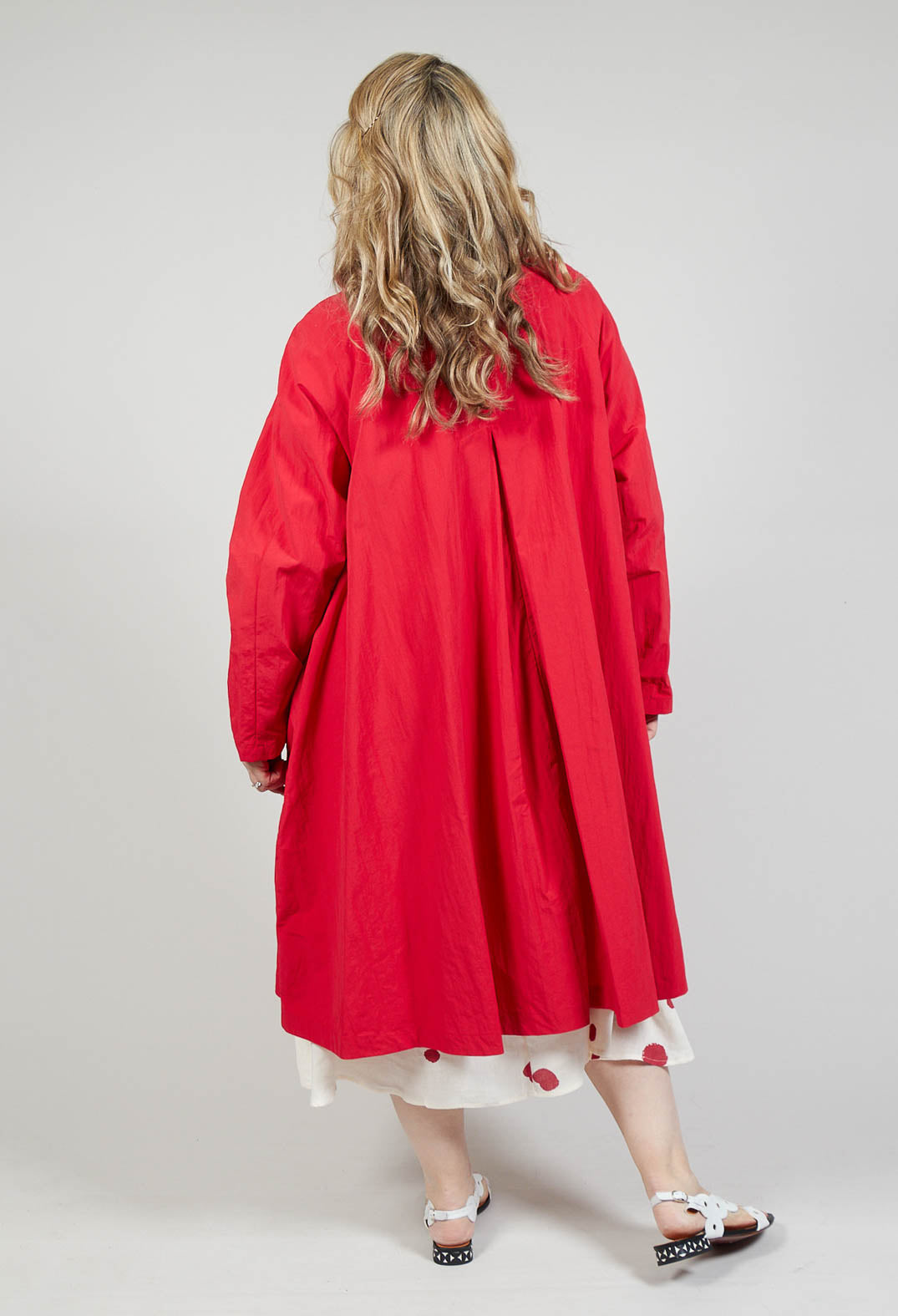 Pleated Overcoat in Rosso