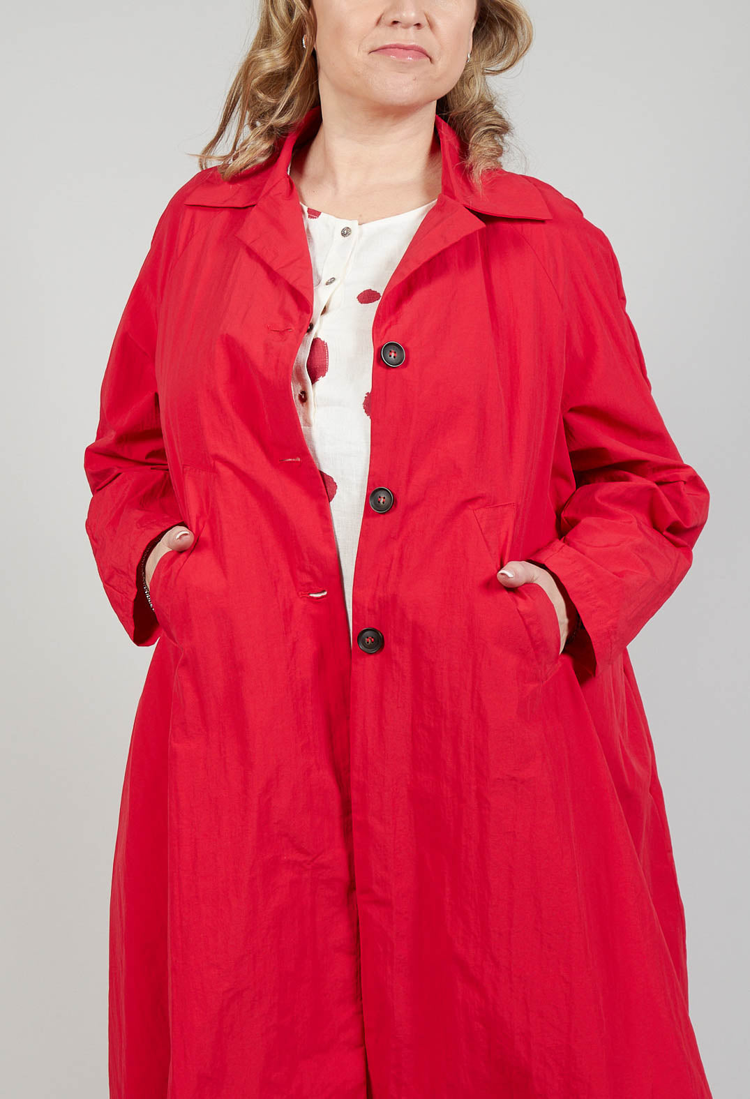 Pleated Overcoat in Rosso