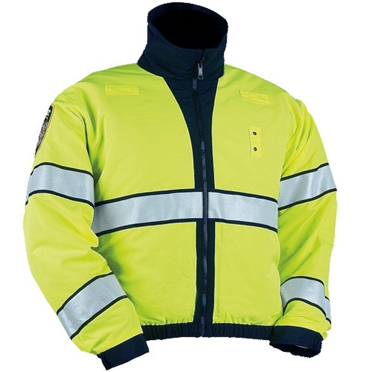 Police Public Safety | High-Vis Reversible Safety Green and Navy Blue Windbreaker | Scotchlite Ike-Length Reflective Bomber Jack