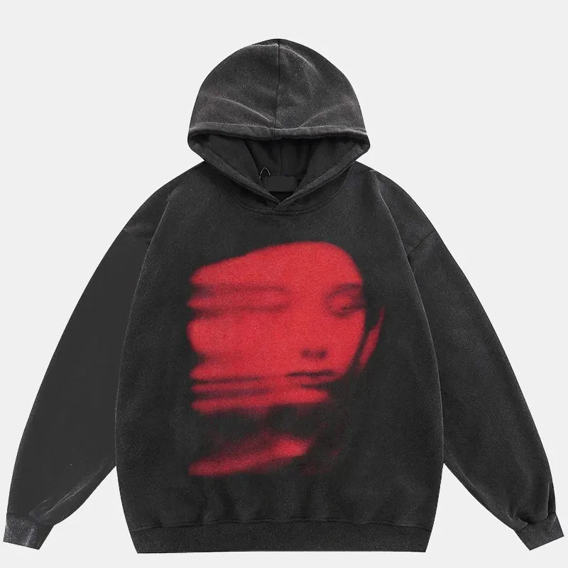 Red Face | Washed Oversized Graphic Hoodie