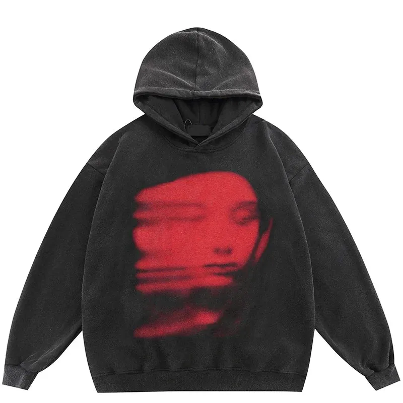 Red Face | Washed Oversized Graphic Hoodie