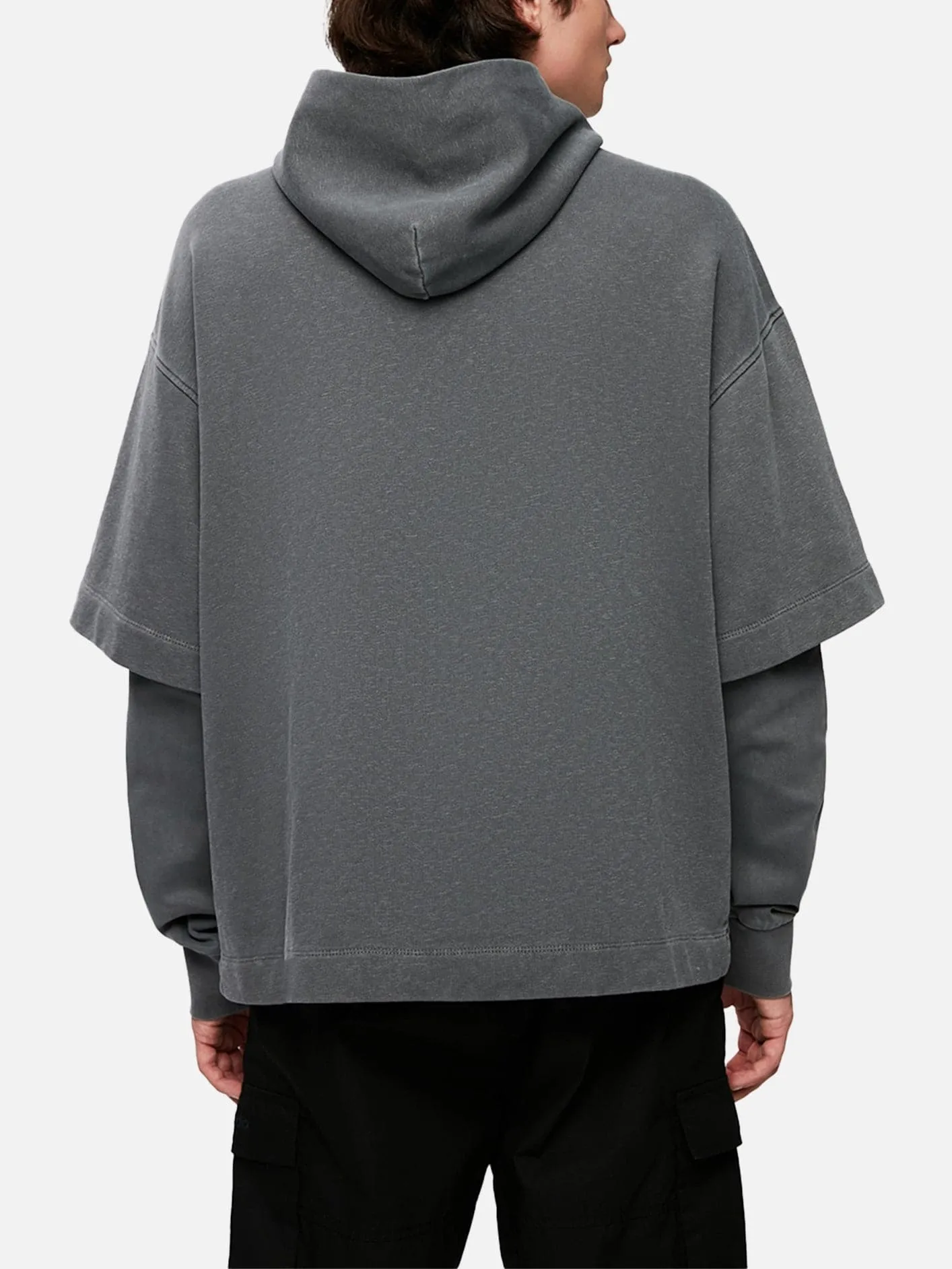 REFLECT STUDIO Double Sleeve Washed Oversize Hoodie - Grey