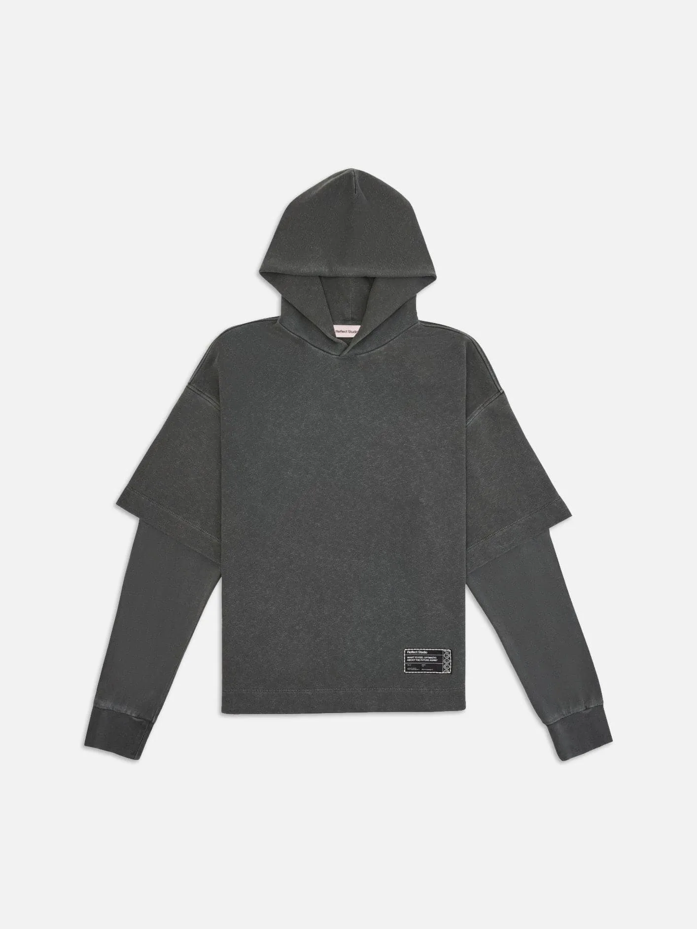 REFLECT STUDIO Double Sleeve Washed Oversize Hoodie - Grey