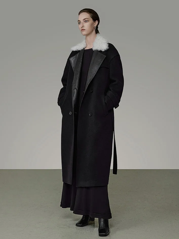 Removable Fur Coat Double-breasted Long Coat