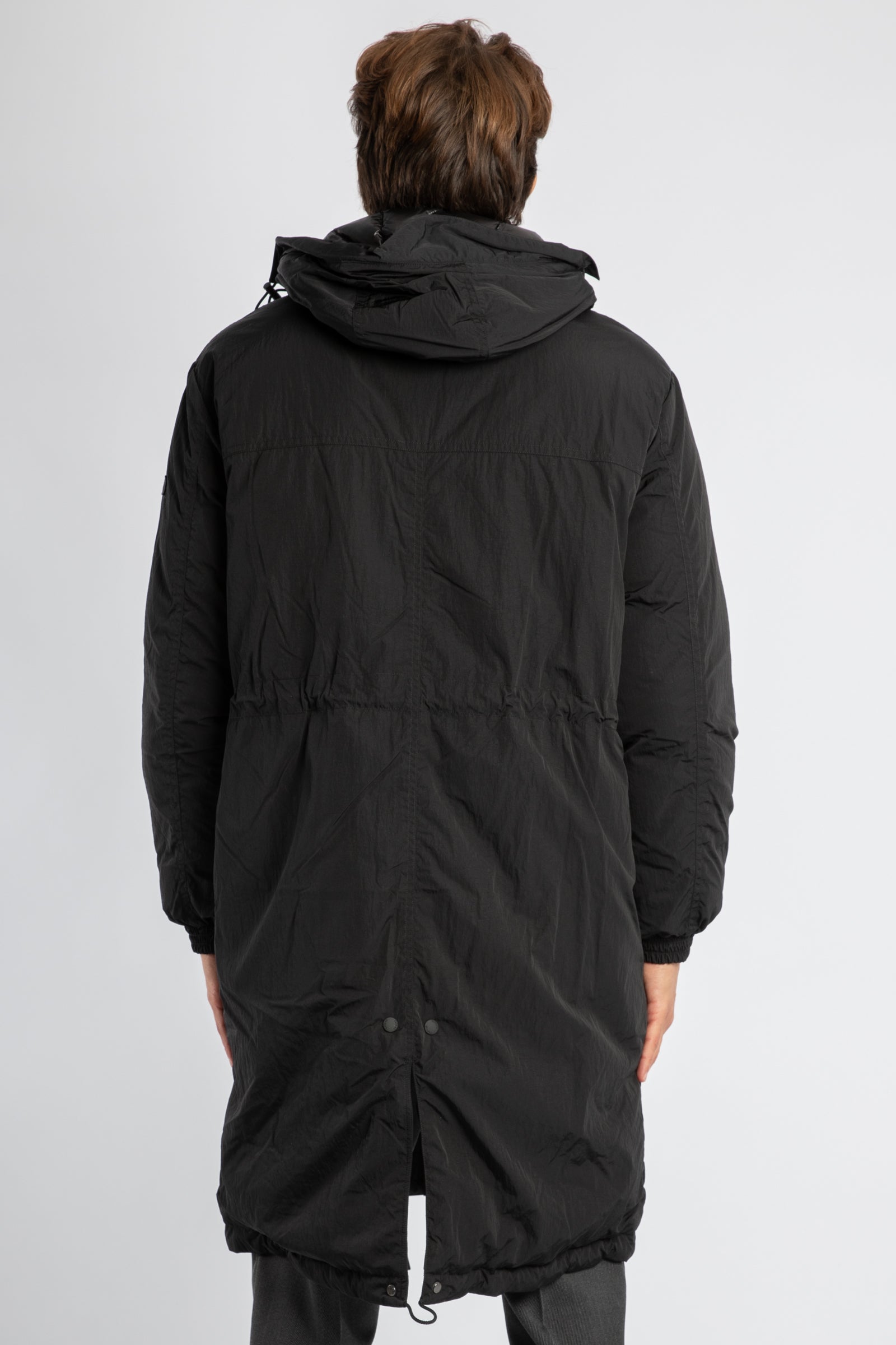 Rengo parka lungo nero in nylon