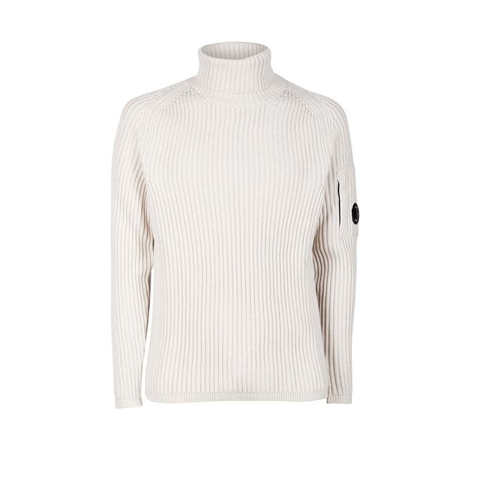 RIBBED TURTLENECK IN WOOL Man Sand Shell