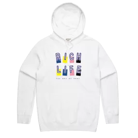 Rich Life Block Hoodie (White) /MD2