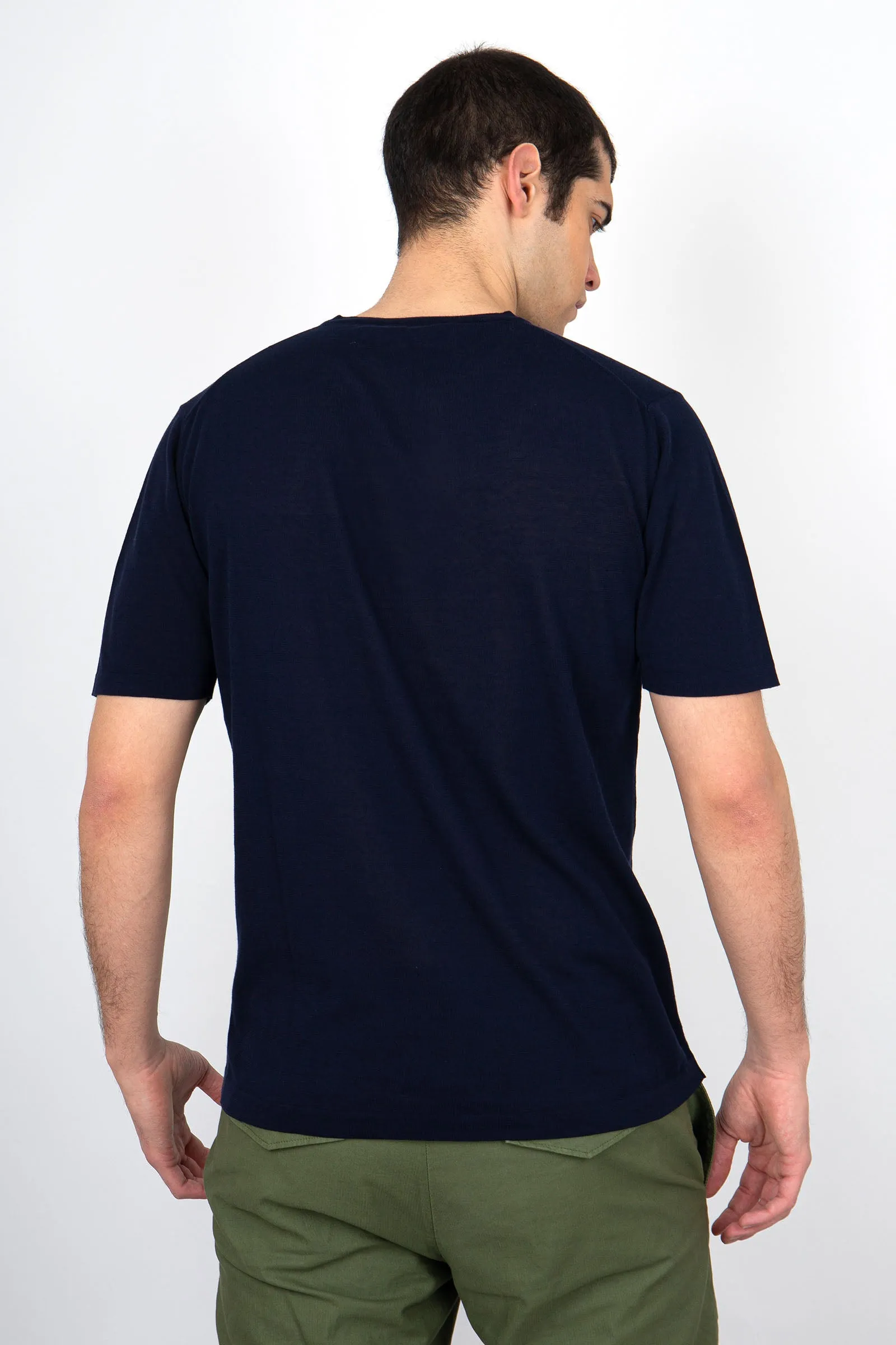 Roberto Collina Maglia Girocollo Cotone Blu Navy