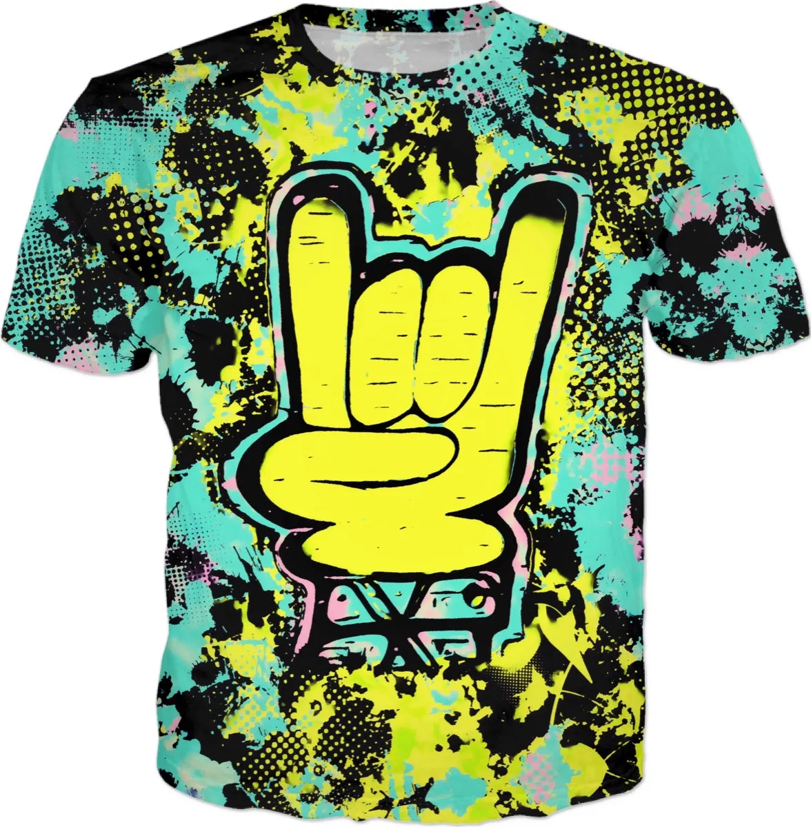 Rock On Hand Pop Art T-Shirt