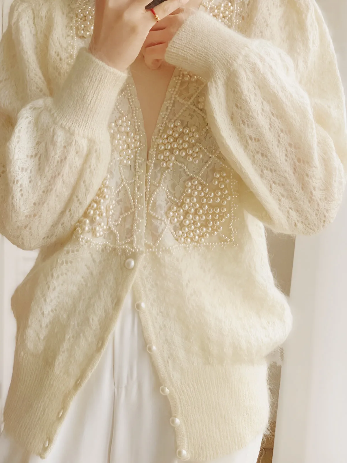 Romance Pearl Beaded Cardigan