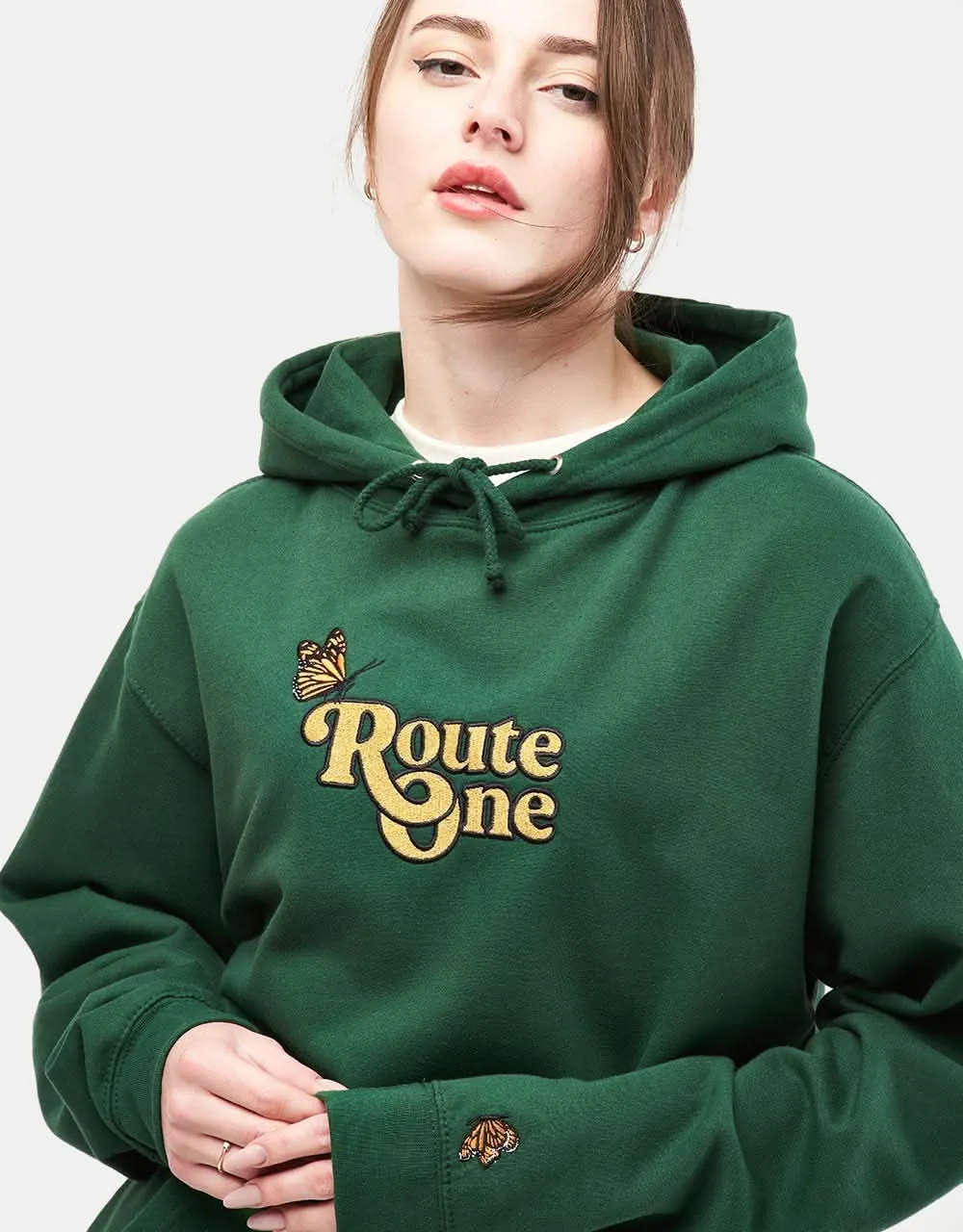 Route One Flutter Pullover Hoodie - Bottle Green