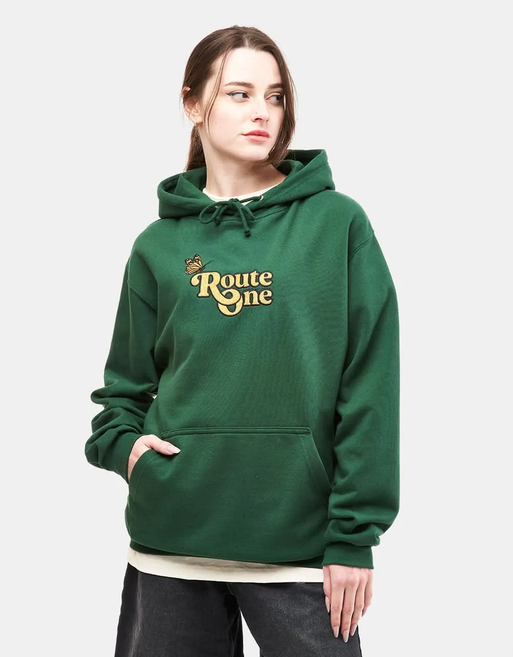 Route One Flutter Pullover Hoodie - Bottle Green