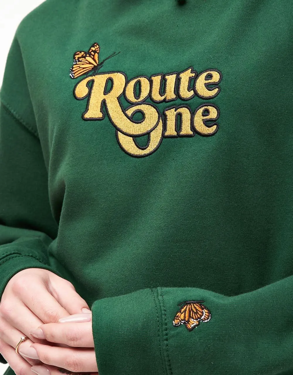 Route One Flutter Pullover Hoodie - Bottle Green