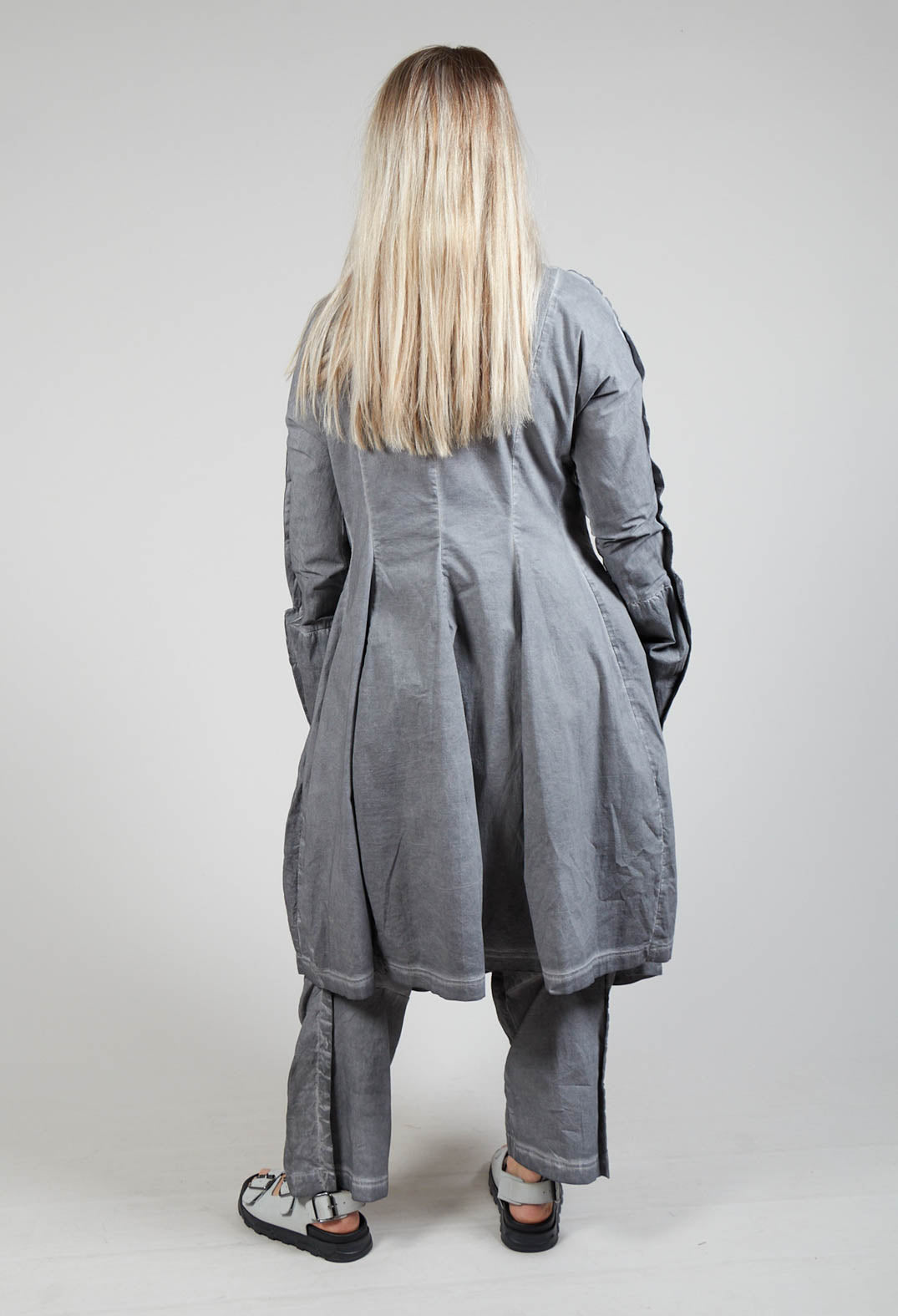 Ruched Overcoat in C.Coal 70% Cloud