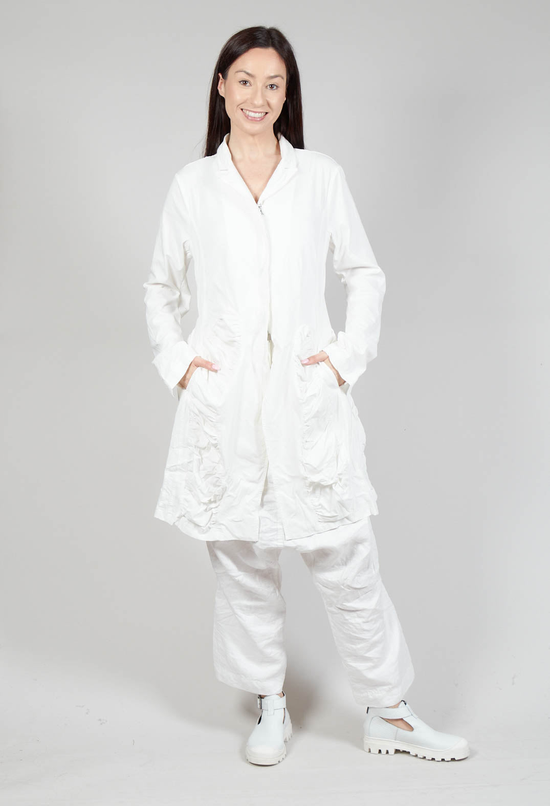 Ruched Overcoat in Starwhite