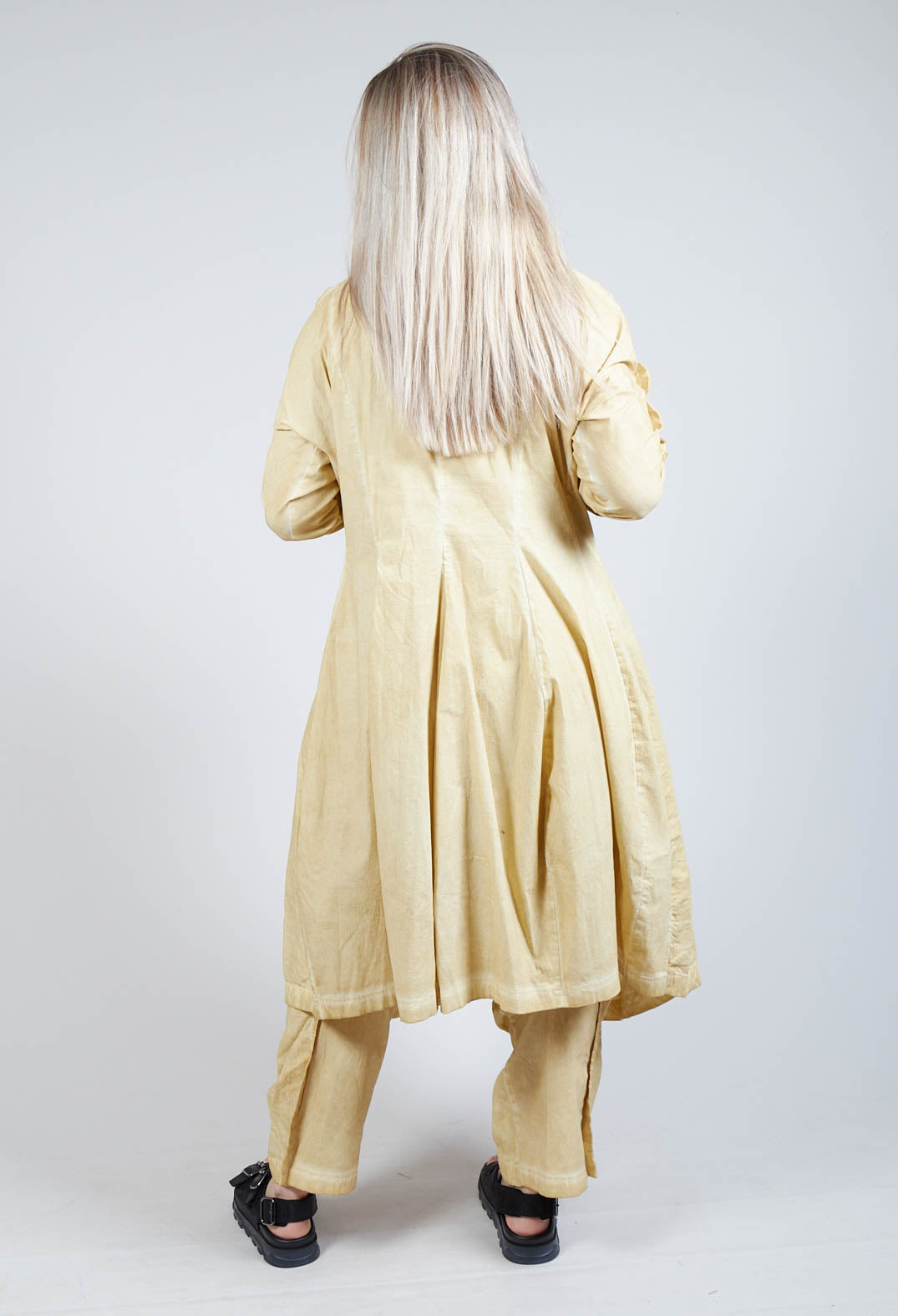 Ruched Overcoat in Wax Cloud