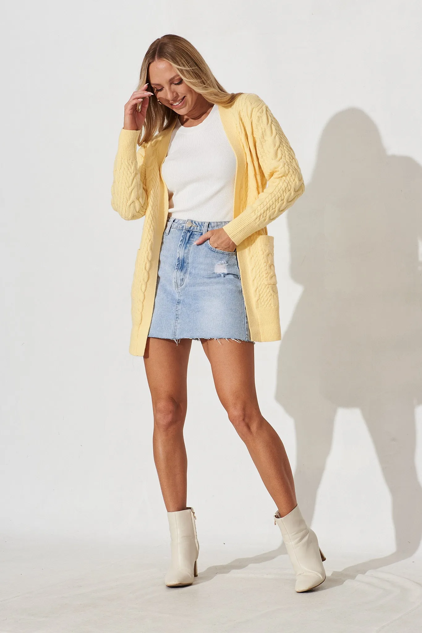 Sentosa Knit Cardigan In Yellow Wool Blend