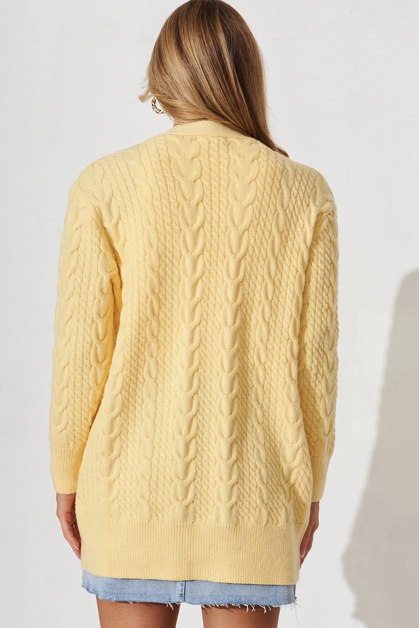 Sentosa Knit Cardigan In Yellow Wool Blend