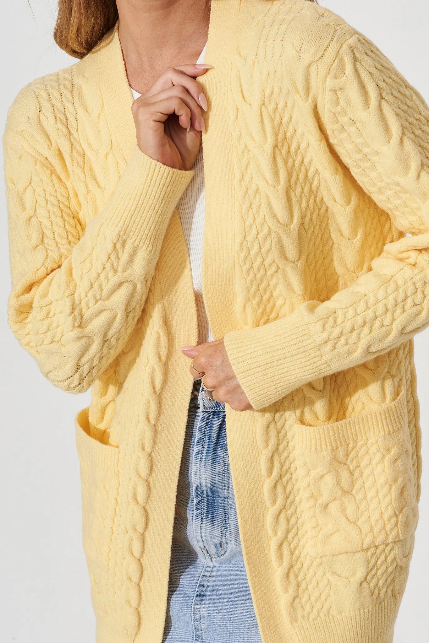 Sentosa Knit Cardigan In Yellow Wool Blend