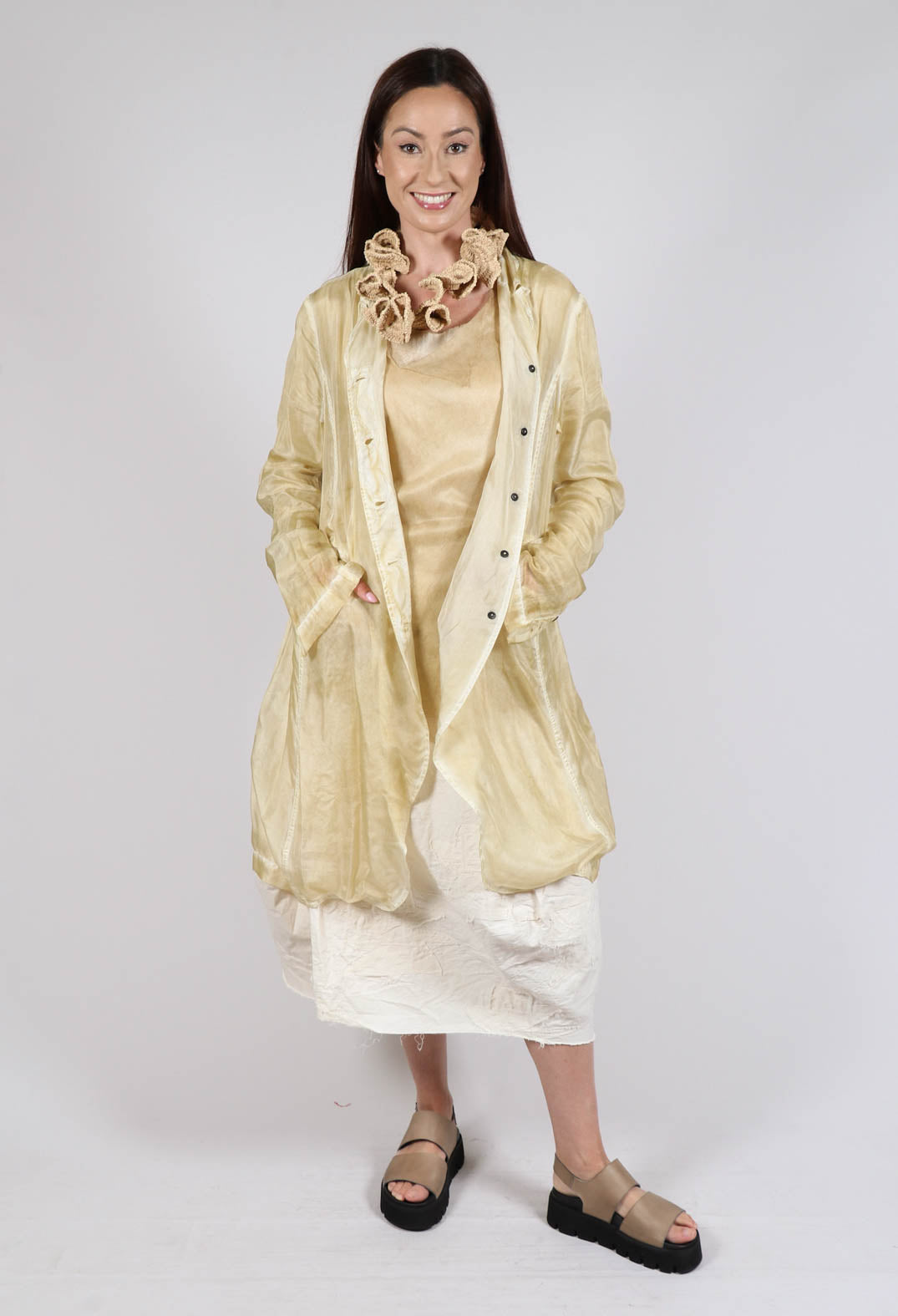 Silk Crease Overcoat in Wax Cloud