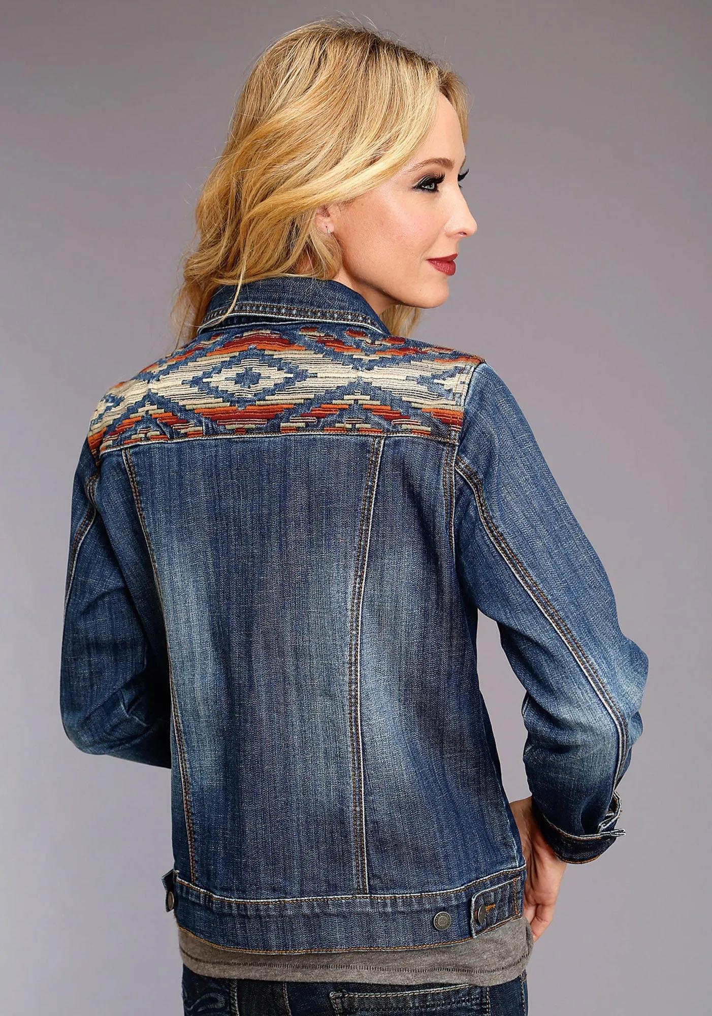 Stetson Womens Blue Cotton Blend Denim Wash Jacket