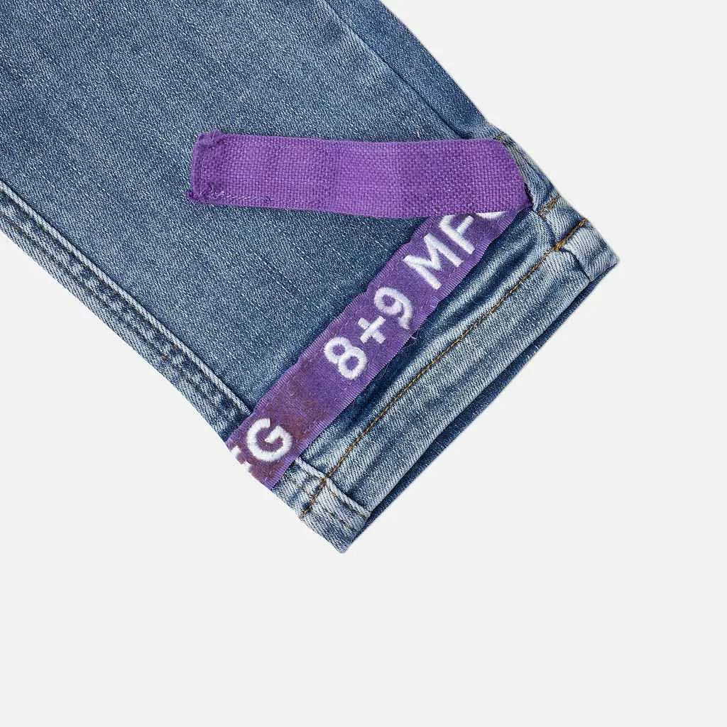 Strapped Up Slim Utility Medium Washed Jeans Purple